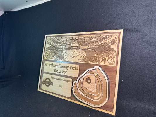 American Family Field 3D Layered Wood Art - Milwaukee Baseball (Handmade)
