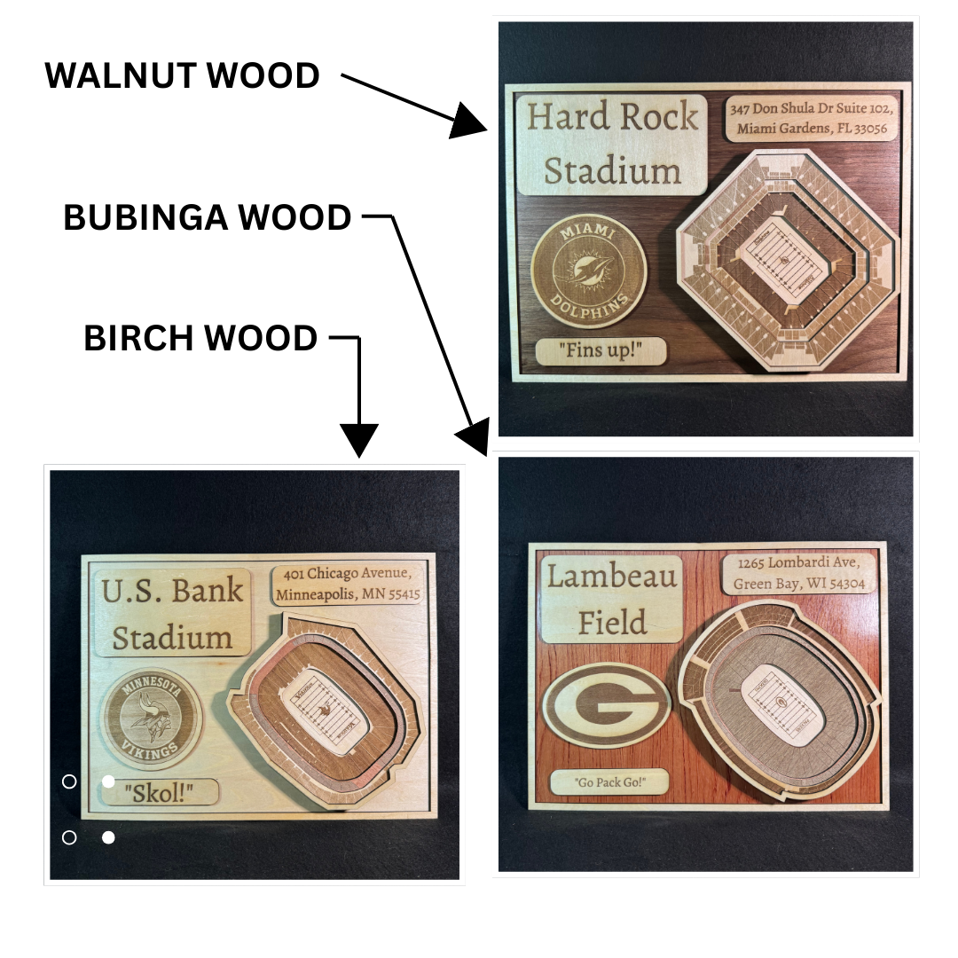 Allegiant Stadium 3D Layered Wood Art - Las Vegas Raiders Football (Handmade)
