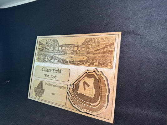 Chase Field 3D Layered Wood Art - Arizona Baseball (Handmade)