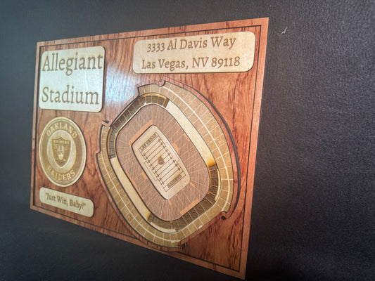 Allegiant Stadium 3D Layered Wood Art - Las Vegas Raiders Football (Handmade)