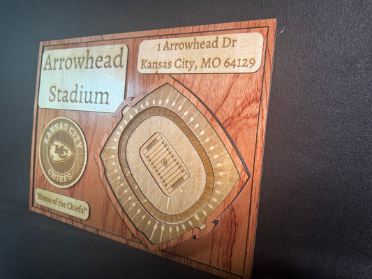 Arrowhead Stadium 3D Layered Wood Art - Kansas City Chiefs Football (Handmade)