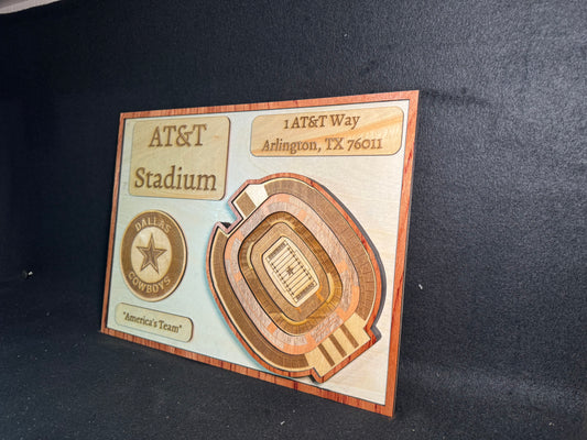AT&T Stadium 3D Layered Wood Art - Dallas Cowboys Football (Handmade)