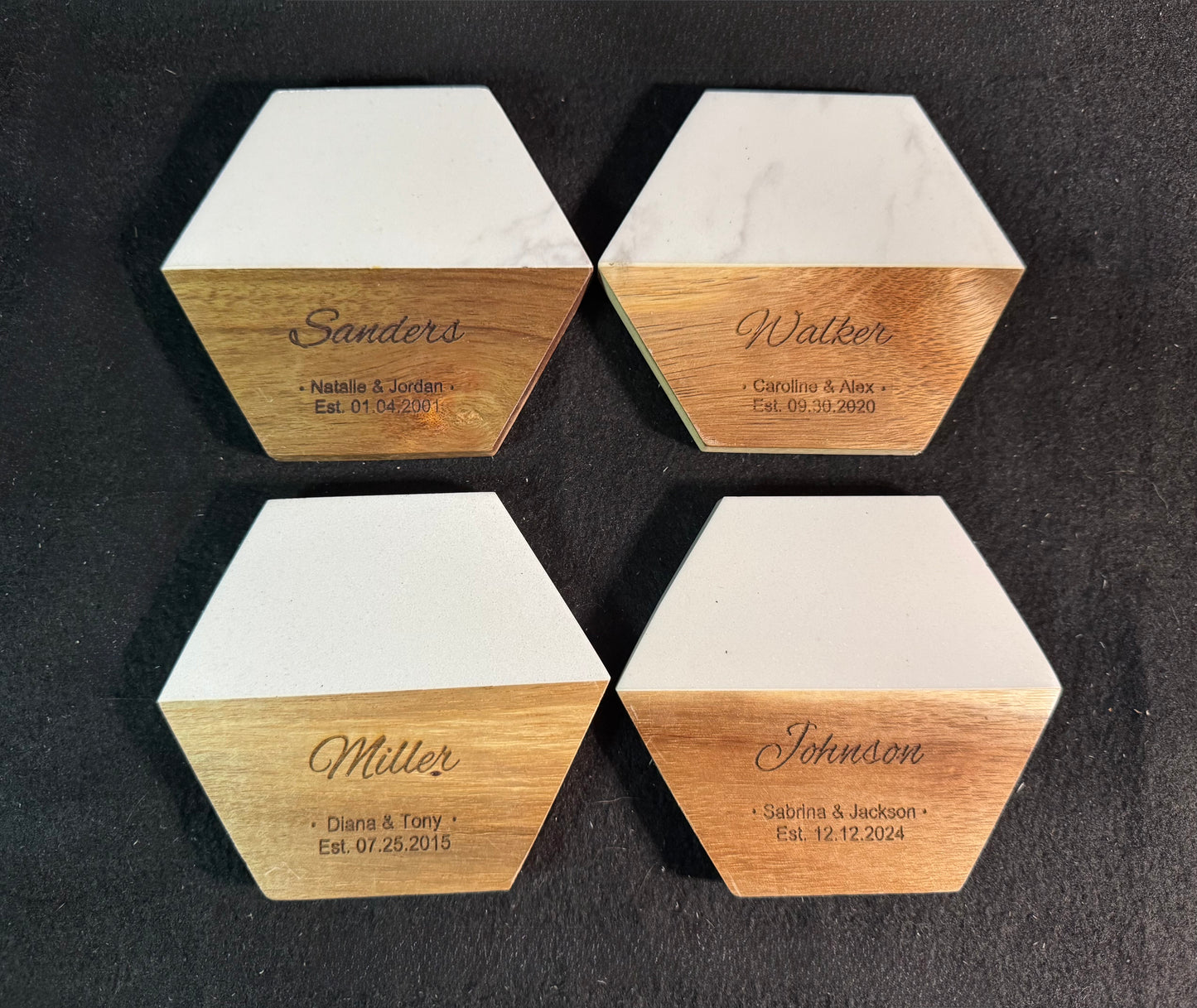 Custom Event Coasters – Personalized Engraved Coasters for Weddings, Showers & Special Occasions (Set of 4)