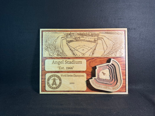 Angel Stadium 3D Layered Wood Art - Los Angeles Baseball (Handmade)