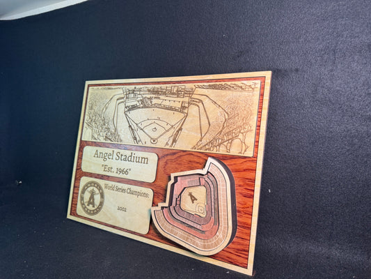 Angel Stadium 3D Layered Wood Art - Los Angeles Baseball (Handmade)