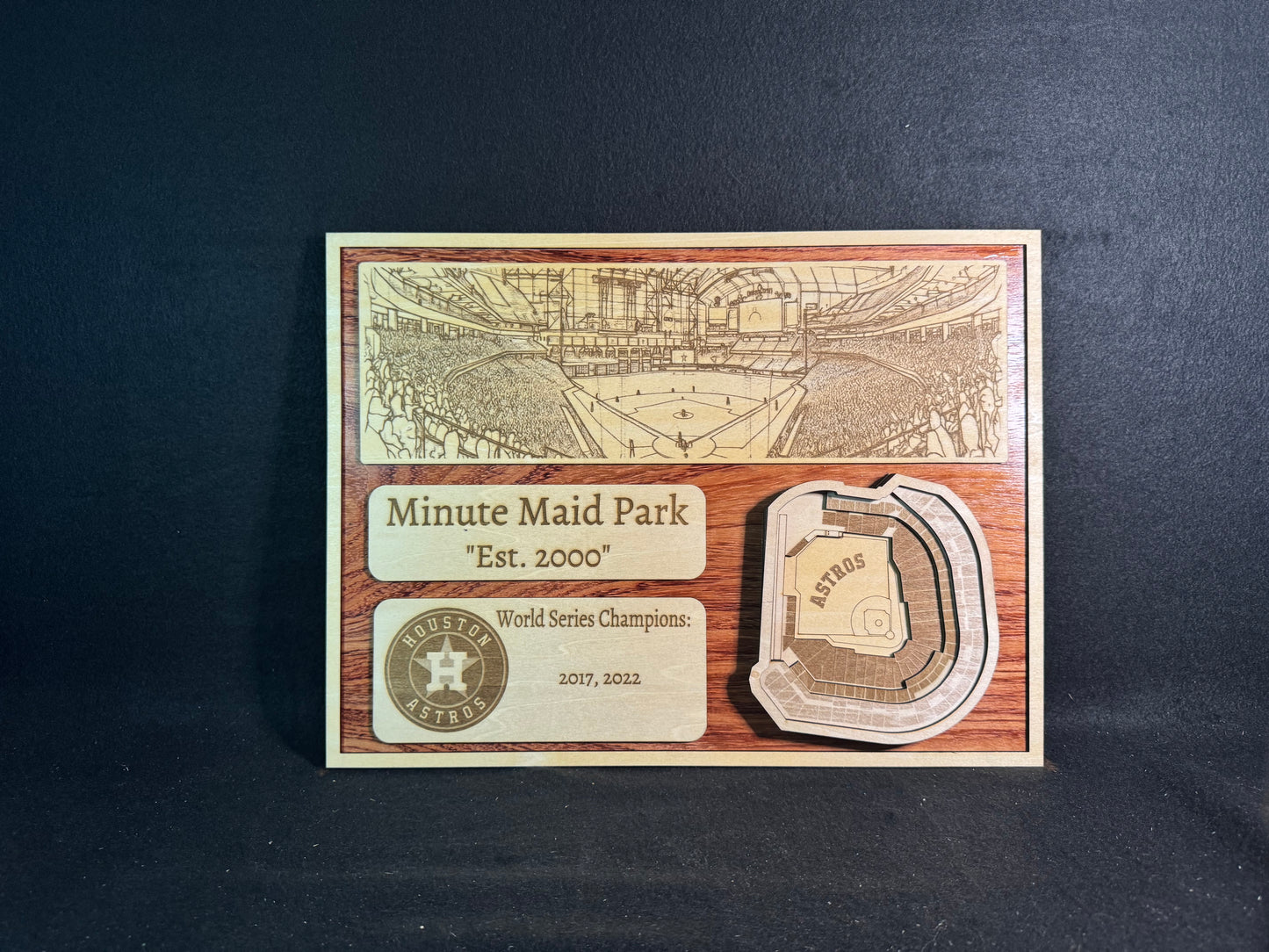 Minute Maid Park 3D Layered Wood Art - Houston Astros Baseball (Handmade)