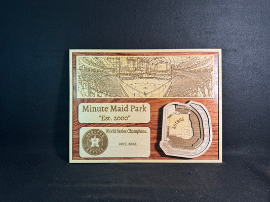 Minute Maid Park 3D Layered Wood Art - Houston Astros Baseball (Handmade)