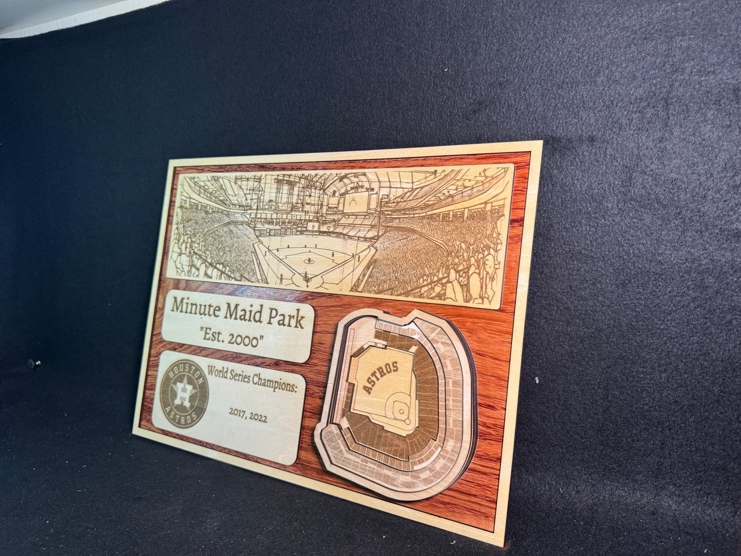 Minute Maid Park 3D Layered Wood Art - Houston Astros Baseball (Handmade)