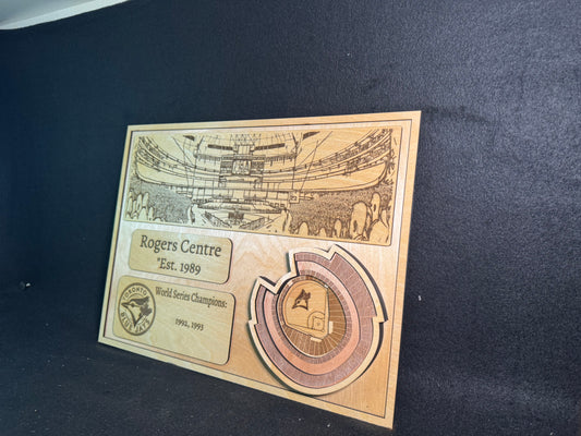 Rogers Centre 3D Layered Wood Art - Toronto Blue Jays Baseball (Handmade)