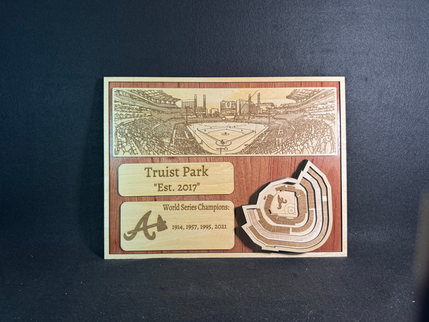 Truist Park 3D Layered Wood Art - Atlanta Braves Baseball (Handmade)