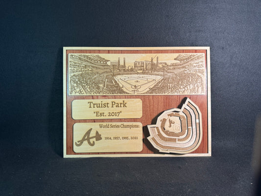 Truist Park 3D Layered Wood Art - Atlanta Braves Baseball (Handmade)