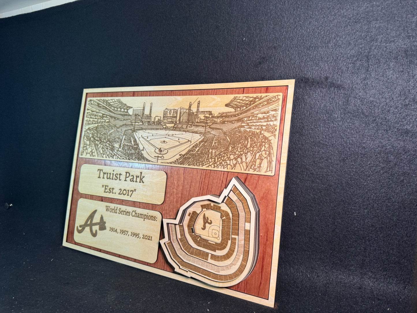 Truist Park 3D Layered Wood Art - Atlanta Braves Baseball (Handmade)