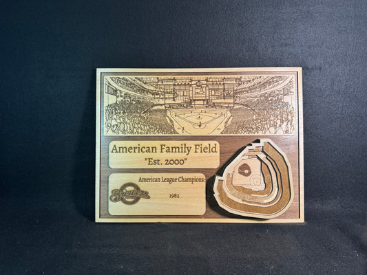 American Family Field 3D Layered Wood Art - Milwaukee  Baseball (Handmade)