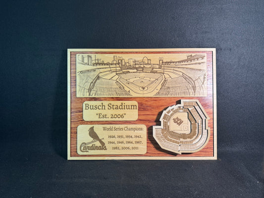 Busch Stadium 3D Layered Wood Art - Cardinals Baseball (Handmade)