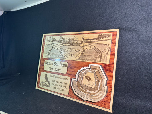 Busch Stadium 3D Layered Wood Art - Cardinals Baseball (Handmade)