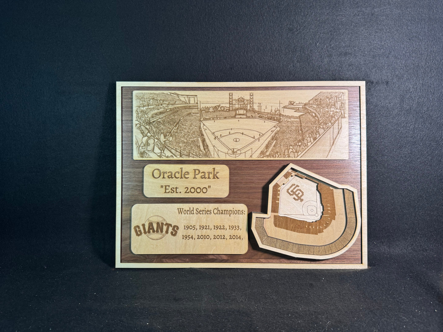Oracle Park 3D Layered Wood Art - San Francisco Giants Baseball (Handmade)