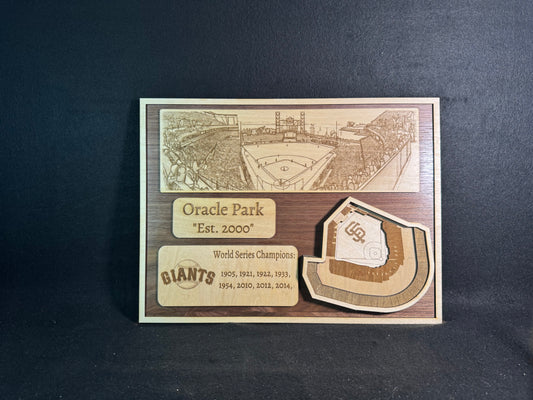 Oracle Park 3D Layered Wood Art - San Francisco Giants Baseball (Handmade)
