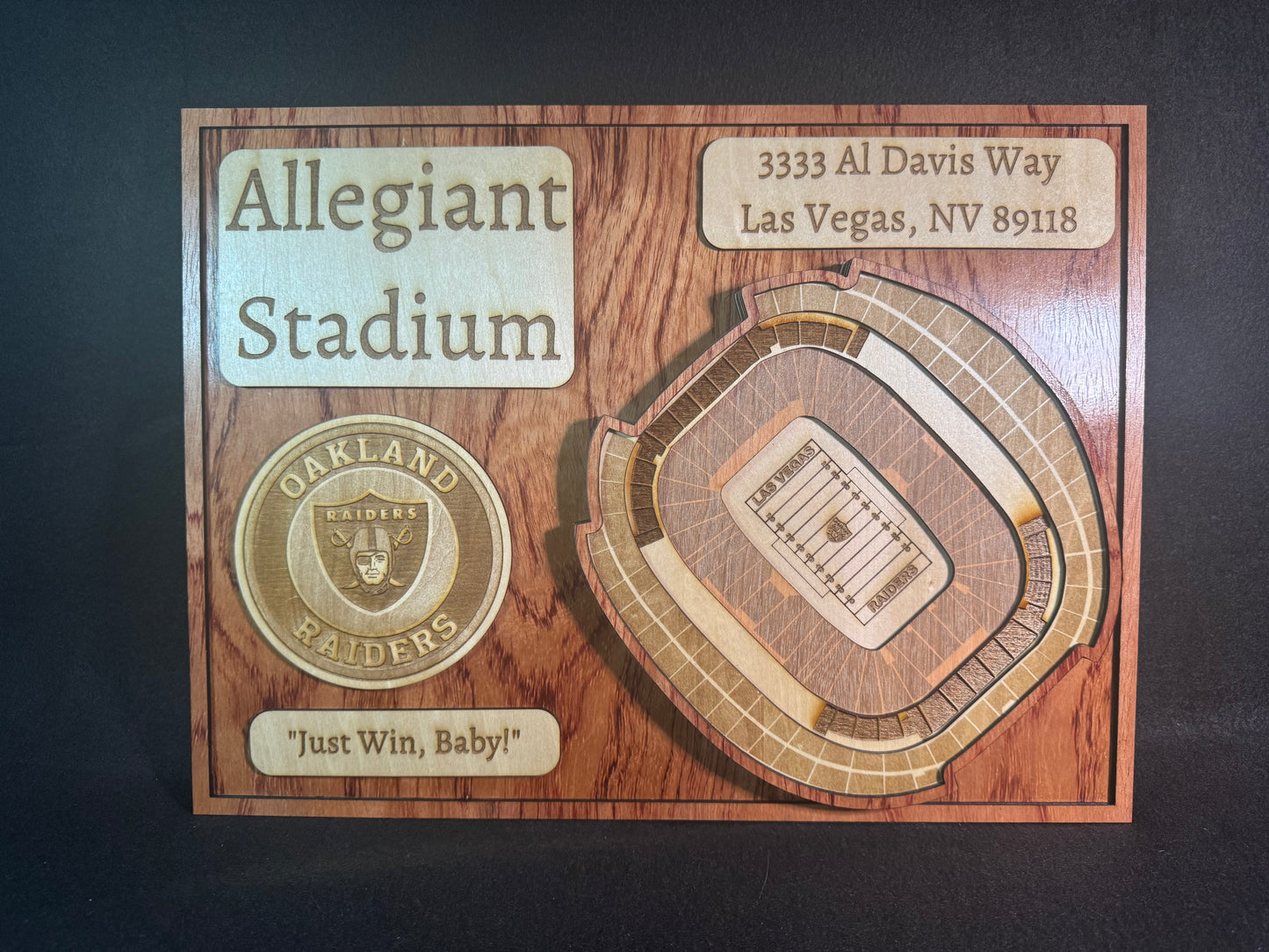 Allegiant Stadium 3D Layered Wood Art - Las Vegas Raiders Football (Handmade)