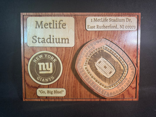 MetLife Stadium 3D Layered Wood Art - New York Giants Football (Handmade)