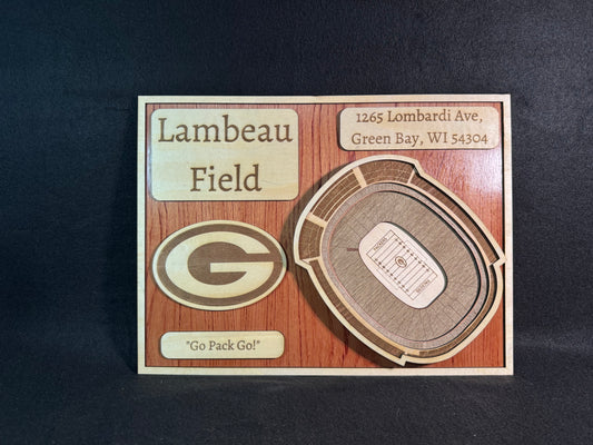 Lambeau Field 3D Layered Wood Art - Green Bay Packers Football (Handmade)