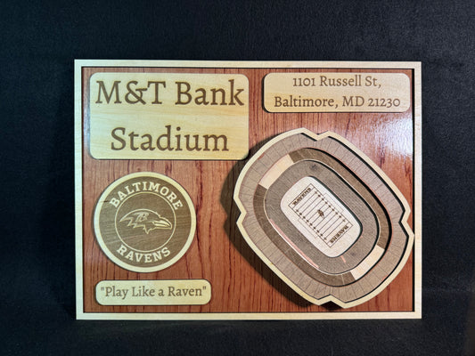 M&T Bank Stadium 3D Layered Wood Art - Baltimore Ravens Football (Handmade)