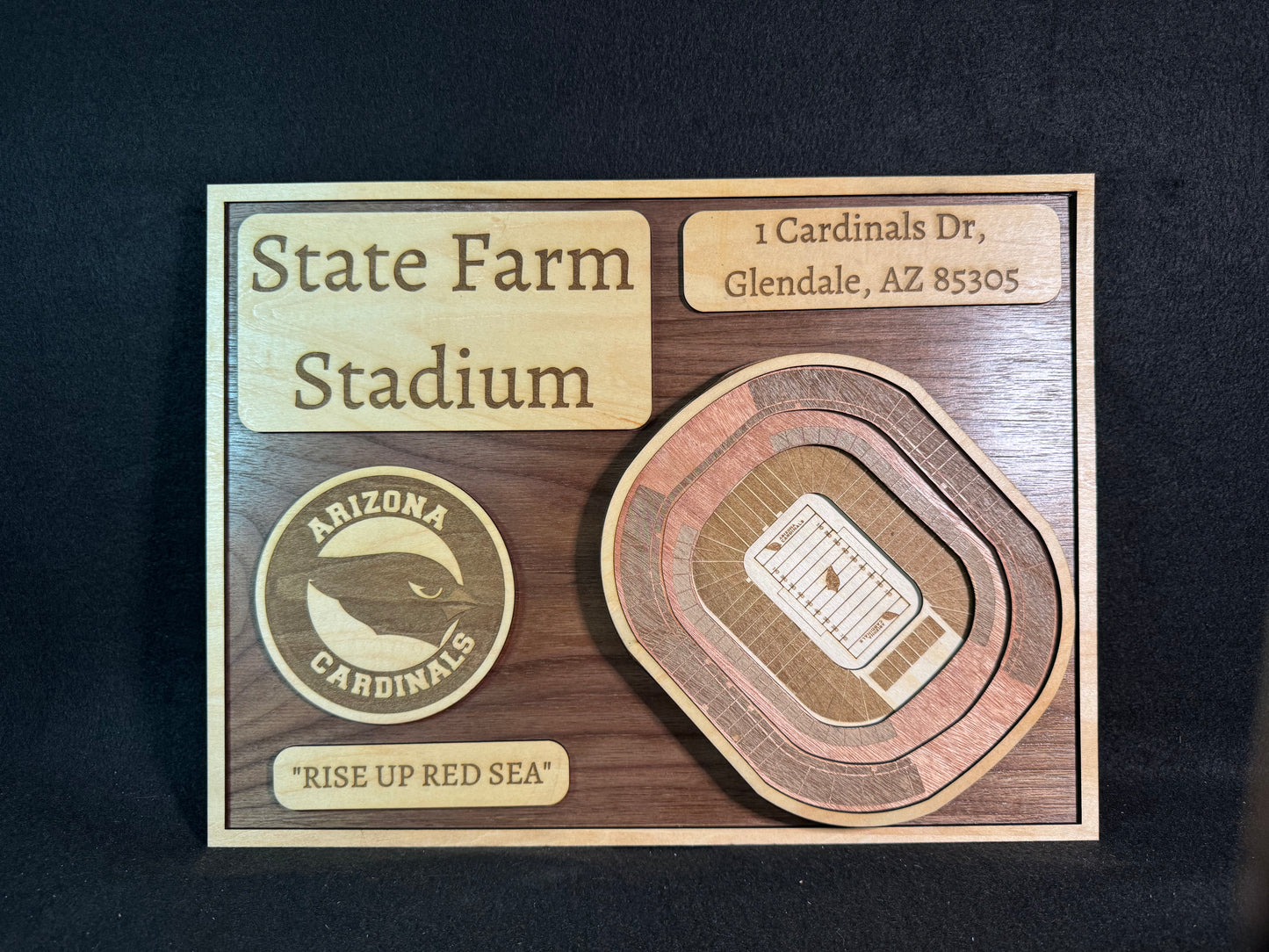 State Farm Stadium 3D Layered Wood Art - Arizona Cardinals Football (Handmade)