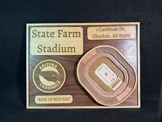 State Farm Stadium 3D Layered Wood Art - Arizona Cardinals Football (Handmade)