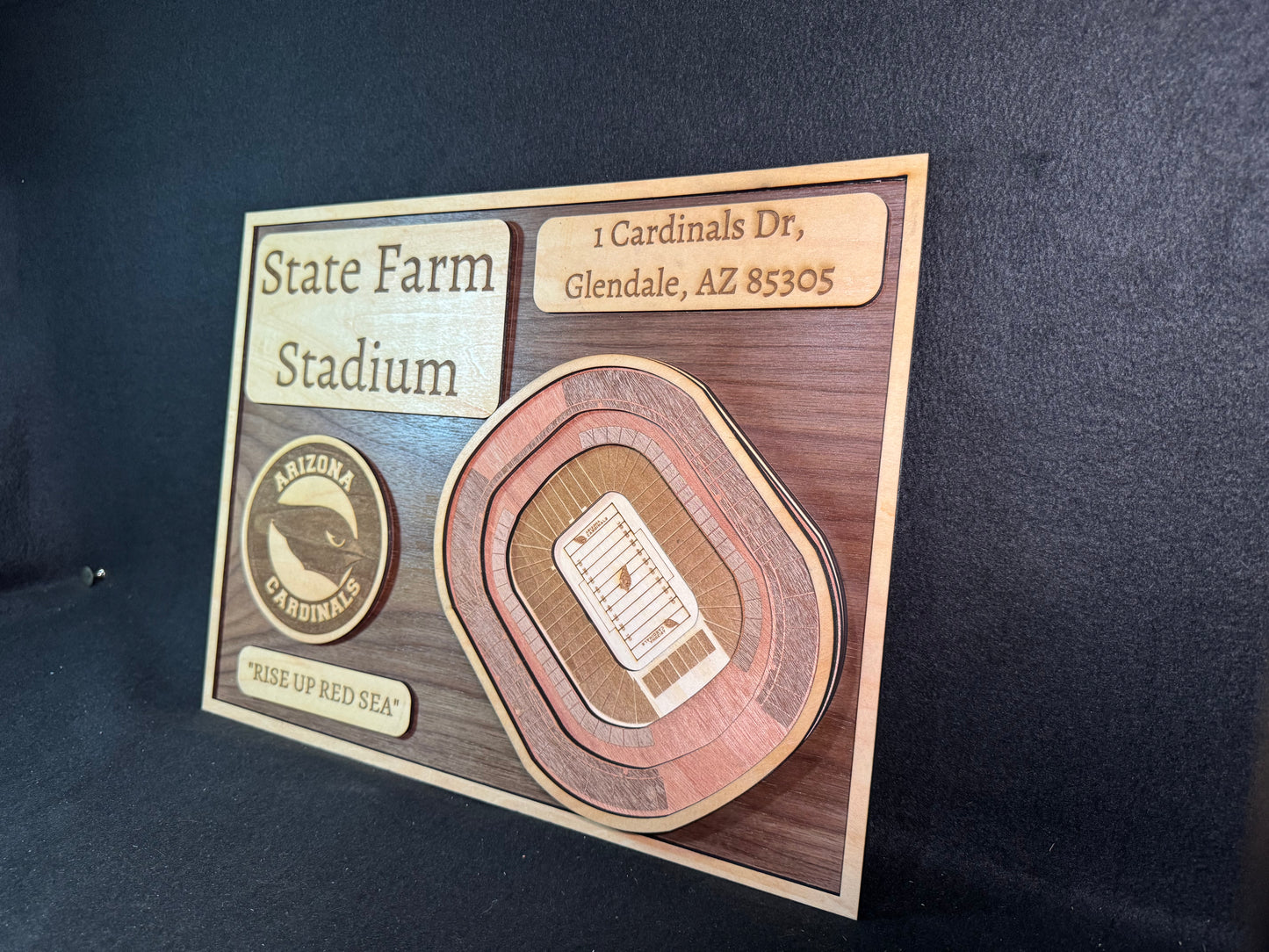 State Farm Stadium 3D Layered Wood Art - Arizona Cardinals Football (Handmade)