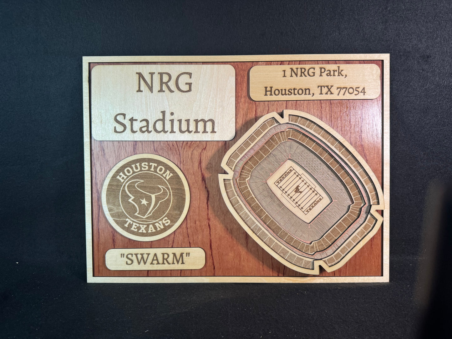 NRG Stadium Field 3D Layered Wood Art - Houston Texans Football (Handmade)