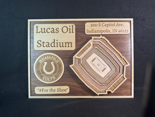 Lucas Oil Stadium 3D Layered Wood Art - Indianapolis Colts Football (Handmade)