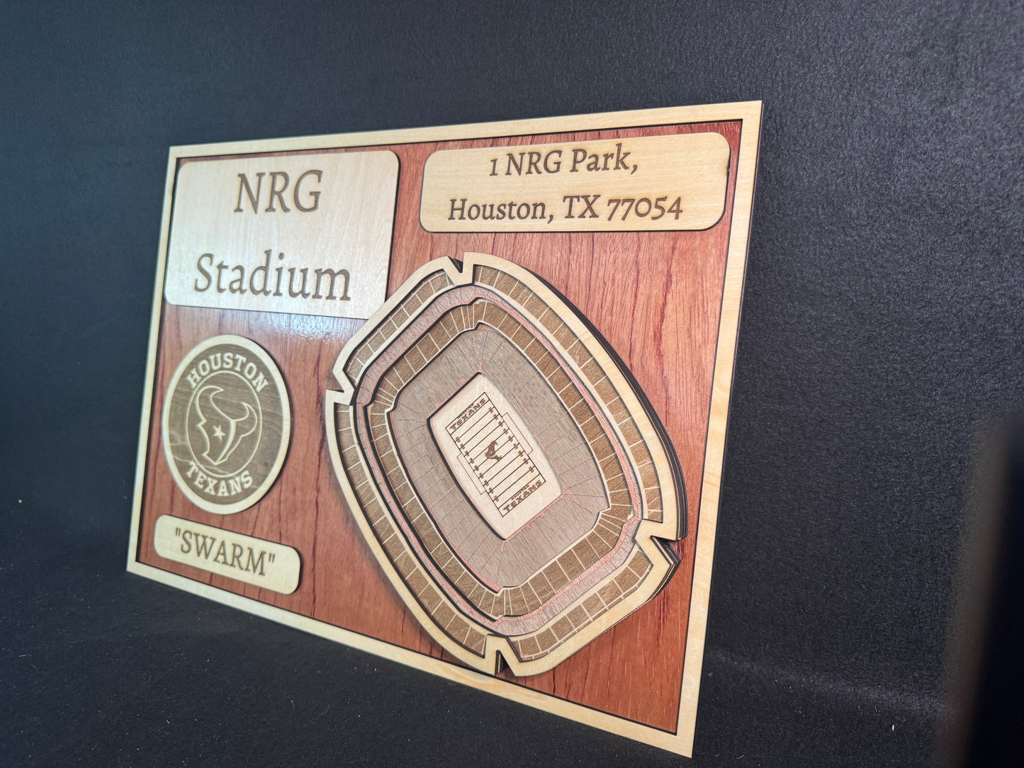 NRG Stadium Field 3D Layered Wood Art - Houston Texans Football (Handmade)