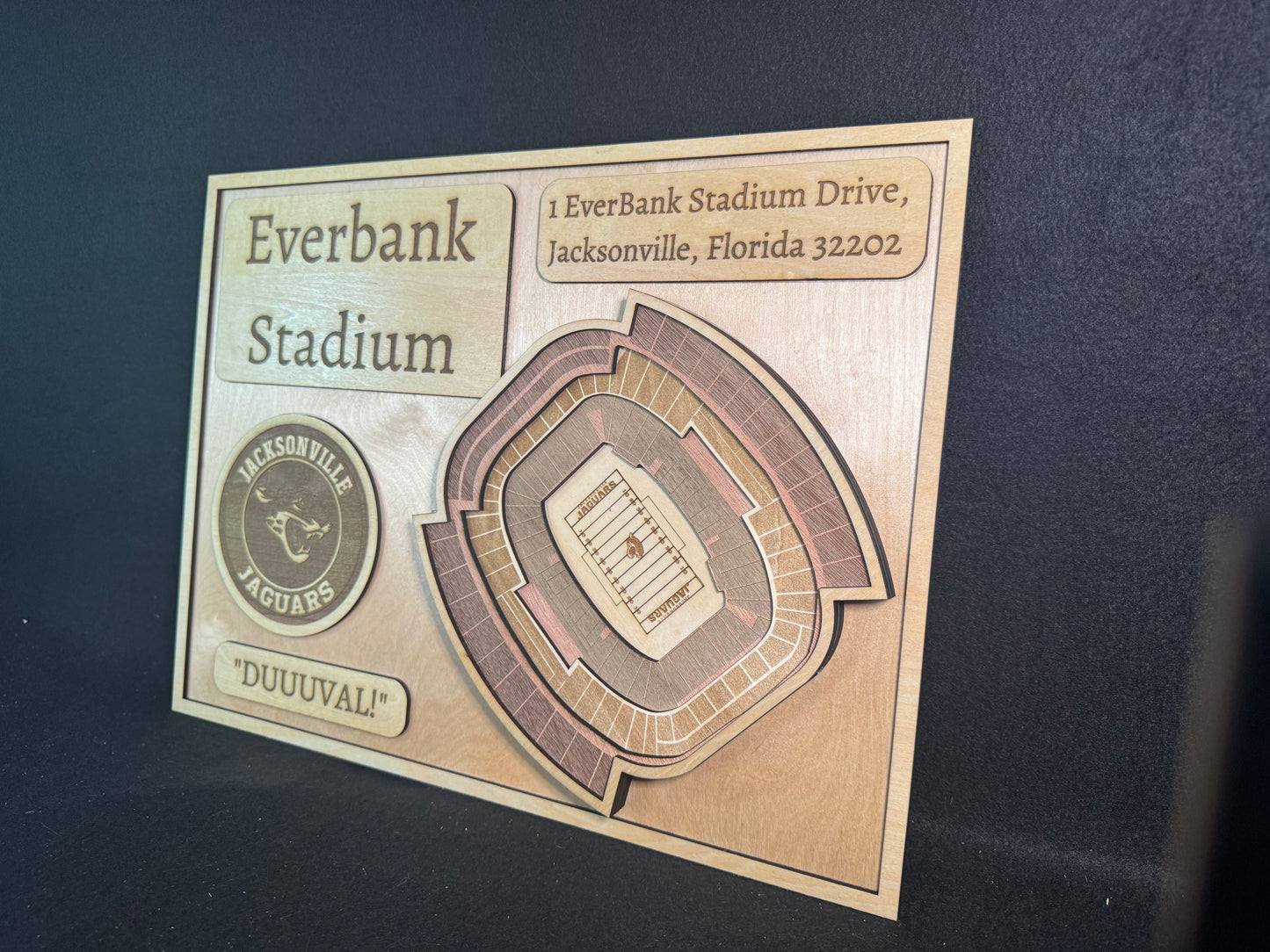 EverBank Stadium Field 3D Layered Wood Art - Jacksonville Jaguars Football (Handmade)