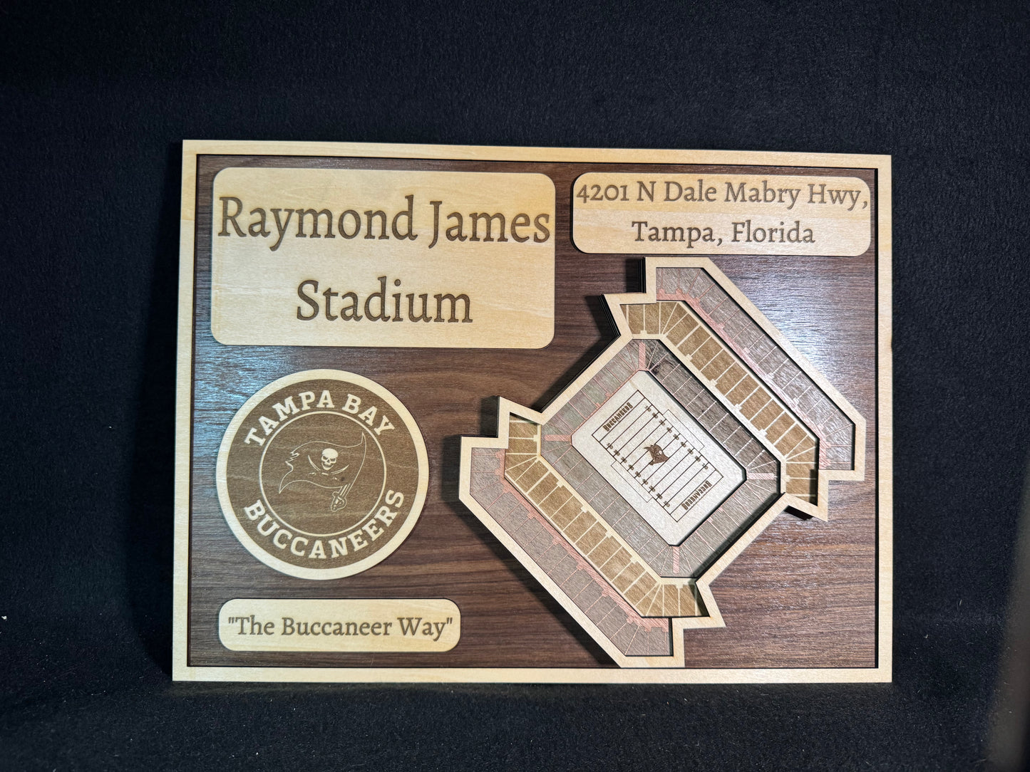 Raymond James Stadium 3D Layered Wood Art - Tampa Bay Buccaneers Football (Handmade)