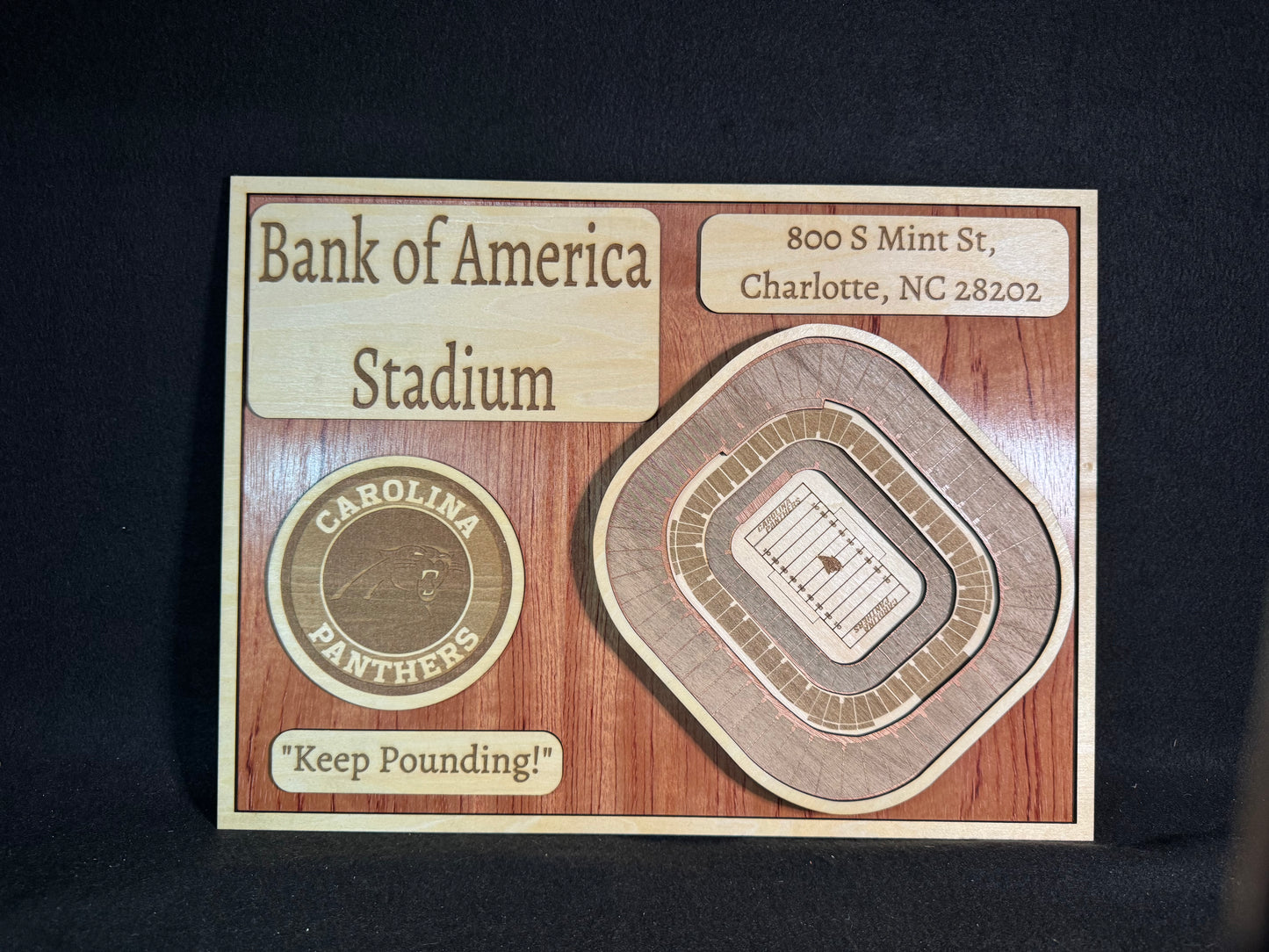 Bank of America Stadium 3D Layered Wood Art - Carolina Panthers Football (Handmade)