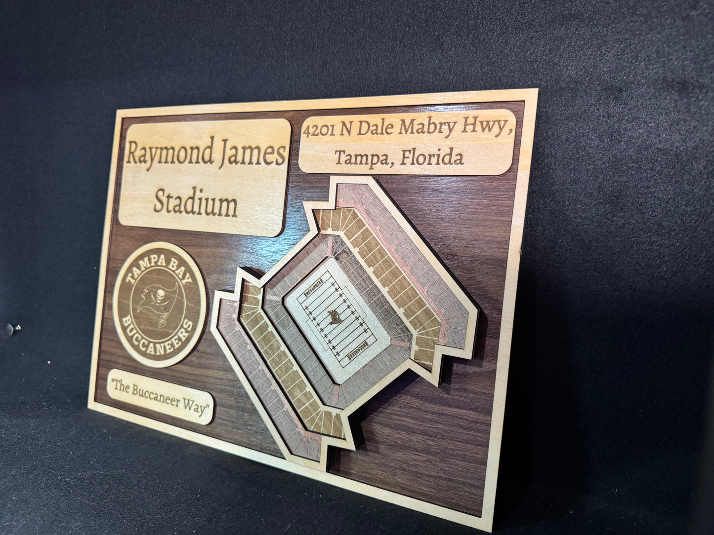 Raymond James Stadium 3D Layered Wood Art - Tampa Bay Buccaneers Football (Handmade)
