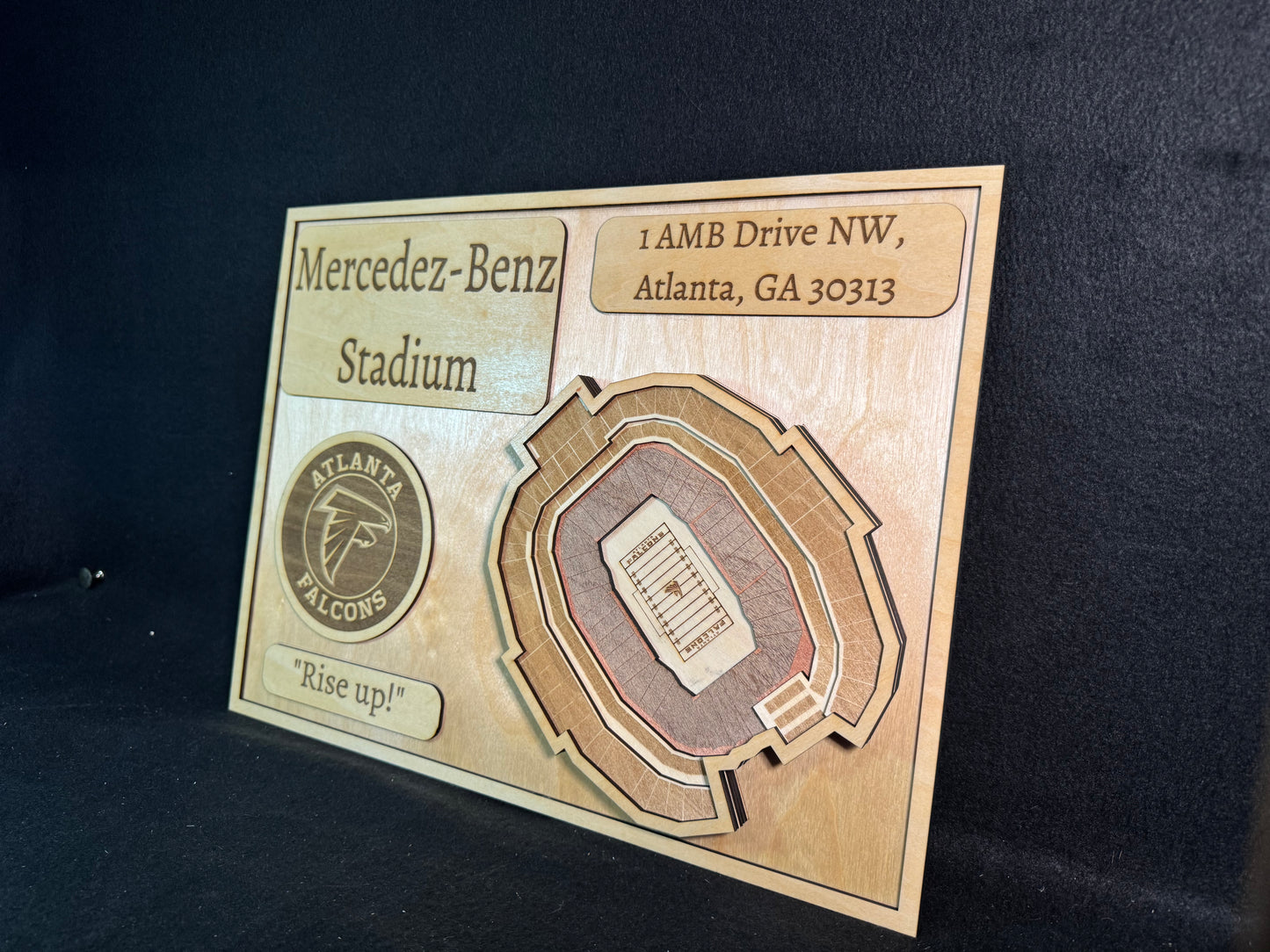 Mercedes-Benz Stadium 3D Layered Wood Art - Atlanta Falcons Football (Handmade)