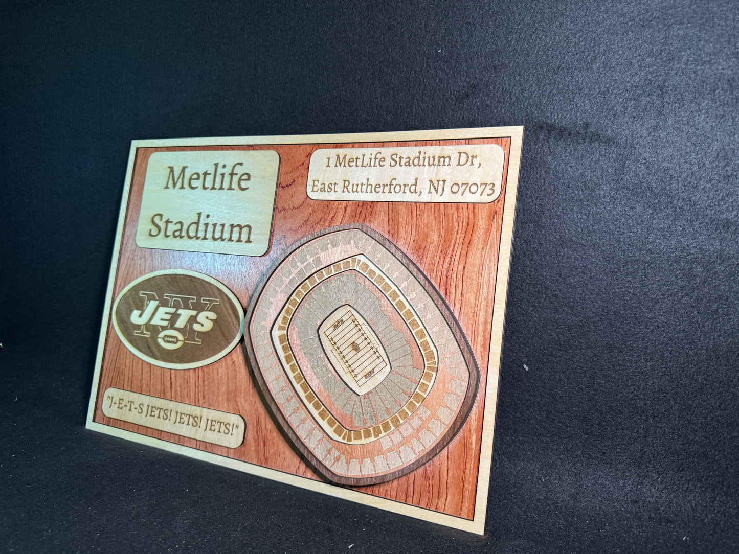 MetLife Stadium 3D Layered Wood Art - New York Jets Football (Handmade)