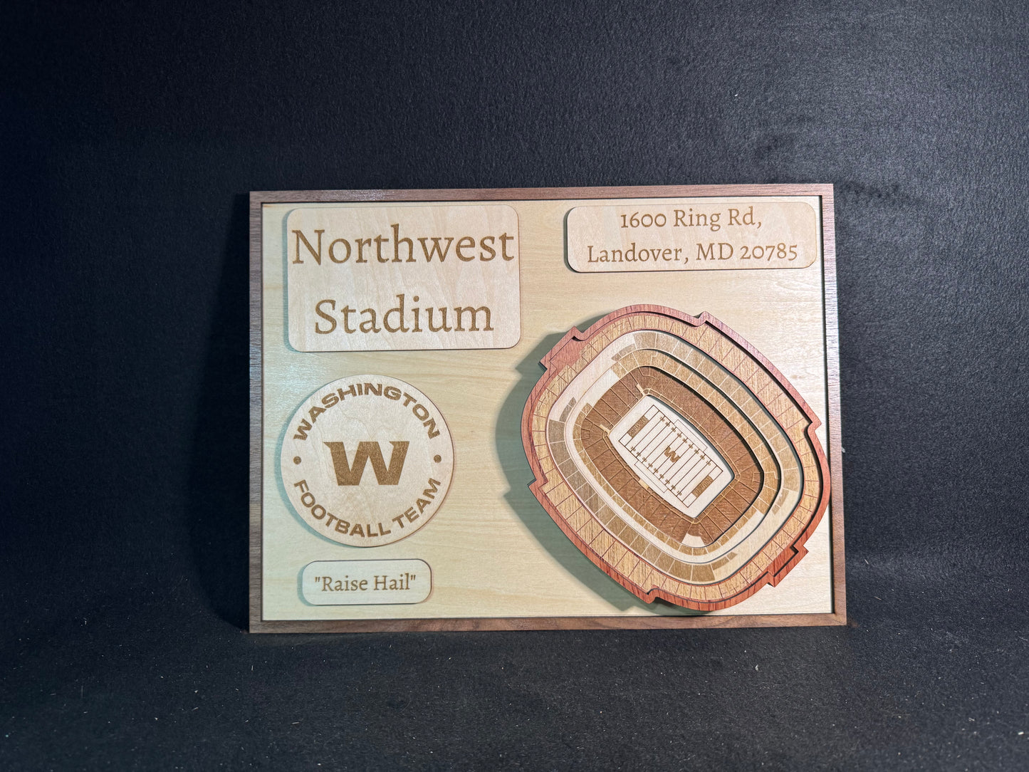 Northwest Stadium 3D Layered Wood Art - Washington Commanders Football (Handmade)