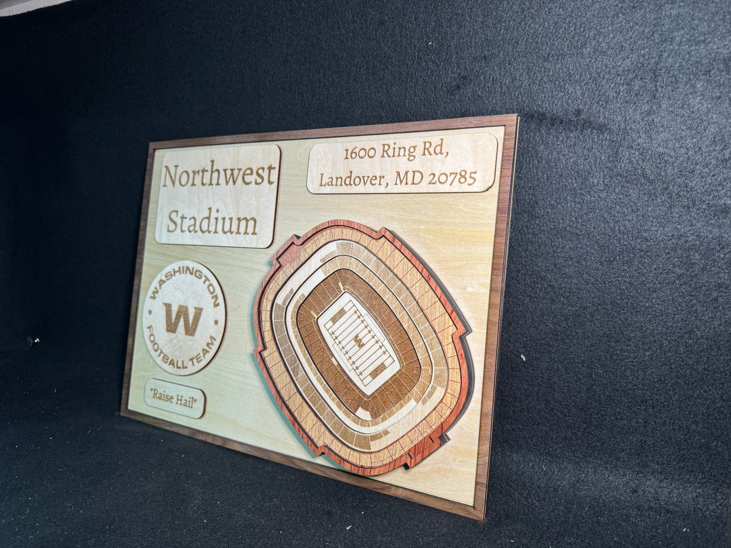 Northwest Stadium 3D Layered Wood Art - Washington Commanders Football (Handmade)