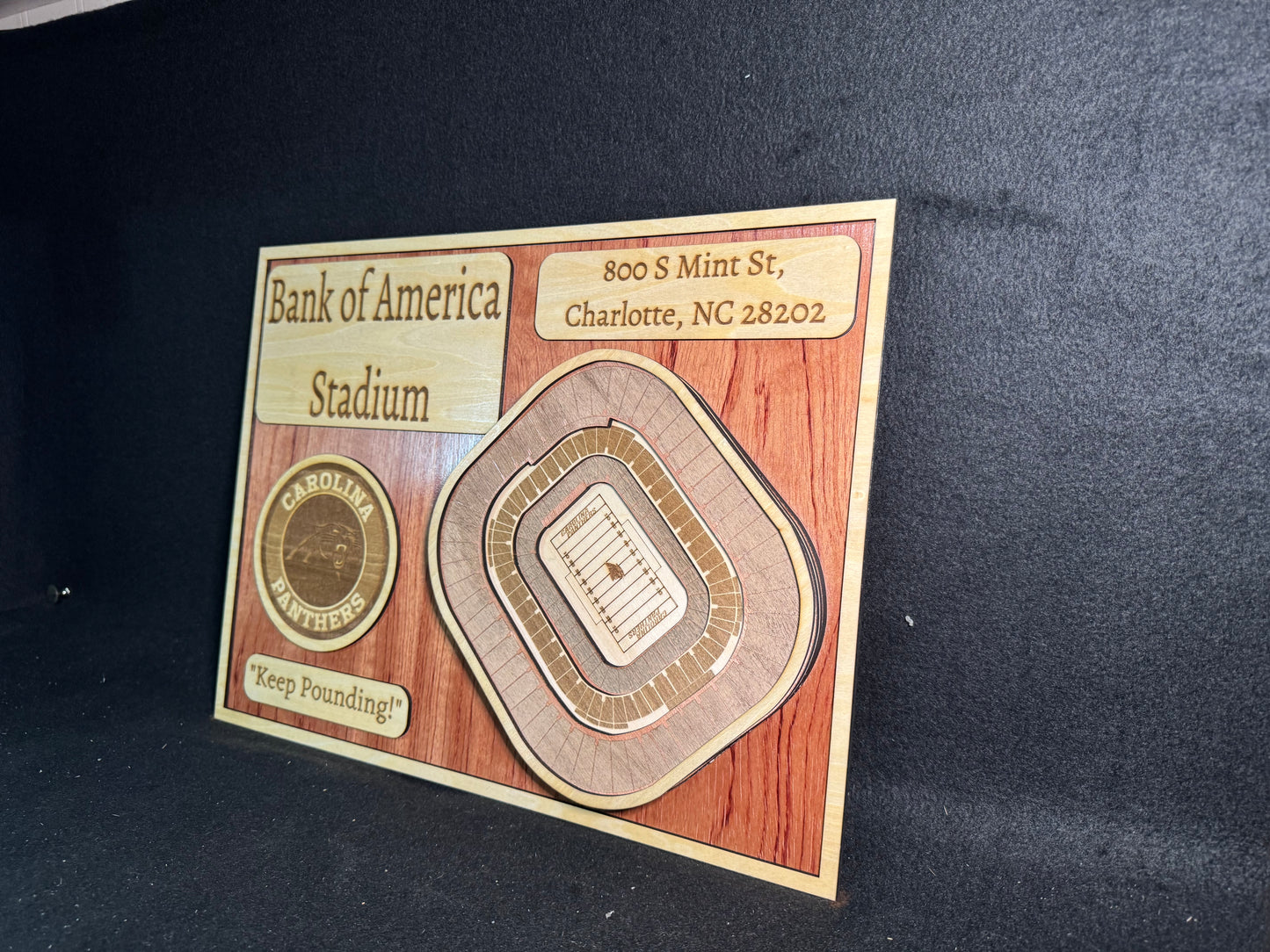 Bank of America Stadium 3D Layered Wood Art - Carolina Panthers Football (Handmade)