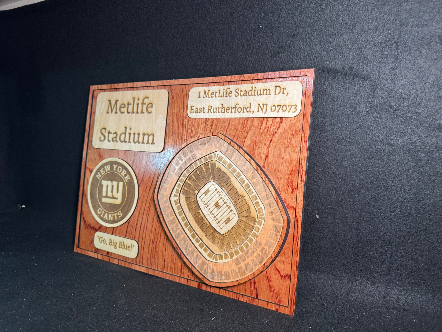 MetLife Stadium 3D Layered Wood Art - New York Giants Football (Handmade)