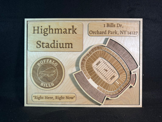 Highmark Stadium 3D Layered Wood Art - Buffalo Bills Football (Handmade)