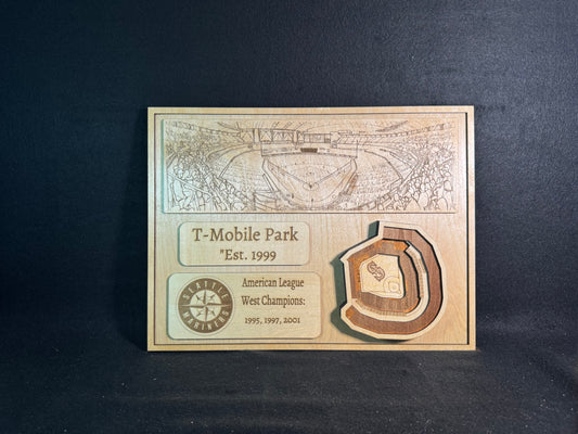 T-Mobile Park 3D Layered Wood Art - Seattle Mariners Baseball (Handmade)