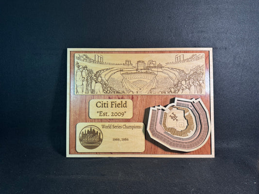 Citi Field 3D Layered Wood Art - New York Baseball (Handmade)