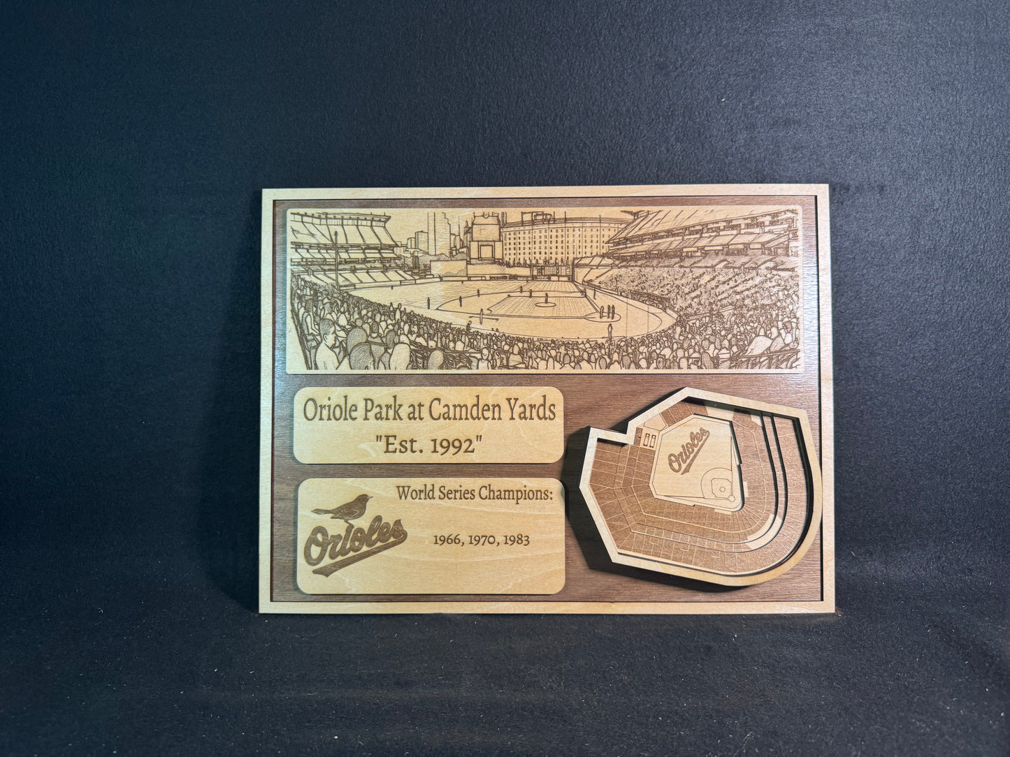 Oriole Park at Camden Yards 3D Layered Wood Art - Baltimore Orioles Baseball (Handmade)