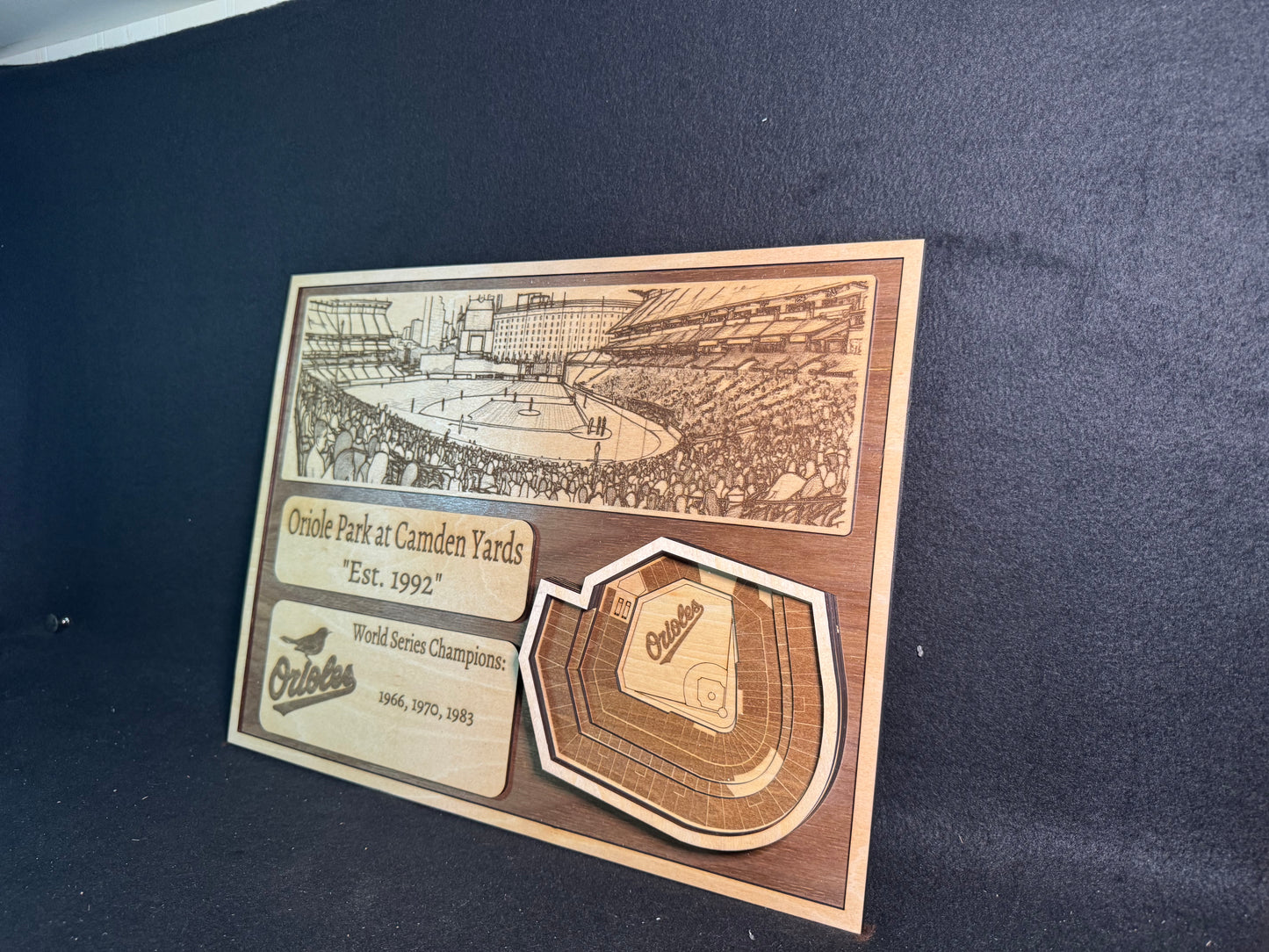 Oriole Park at Camden Yards 3D Layered Wood Art - Baltimore Orioles Baseball (Handmade)