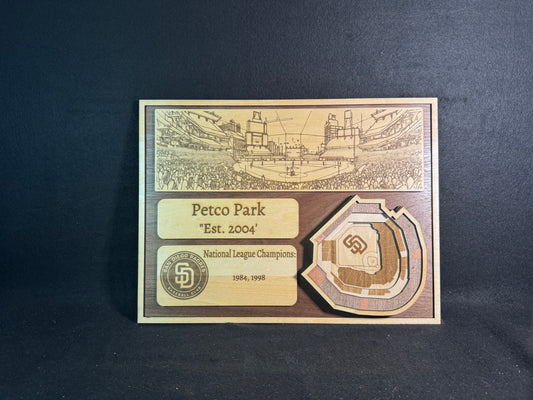 Petco Park 3D Layered Wood Art - San Diego Padres Baseball (Handmade)