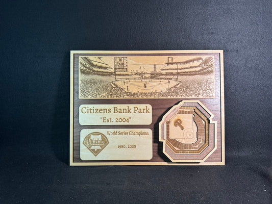Citizens Bank Park 3D Layered Wood Art - Philiadelphia Baseball (Handmade)