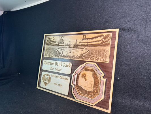 Citizens Bank Park 3D Layered Wood Art - Philiadelphia Baseball (Handmade)