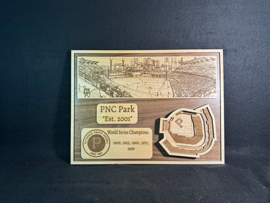 PNC Park 3D Layered Wood Art - Pittsburgh Pirates Baseball (Handmade)